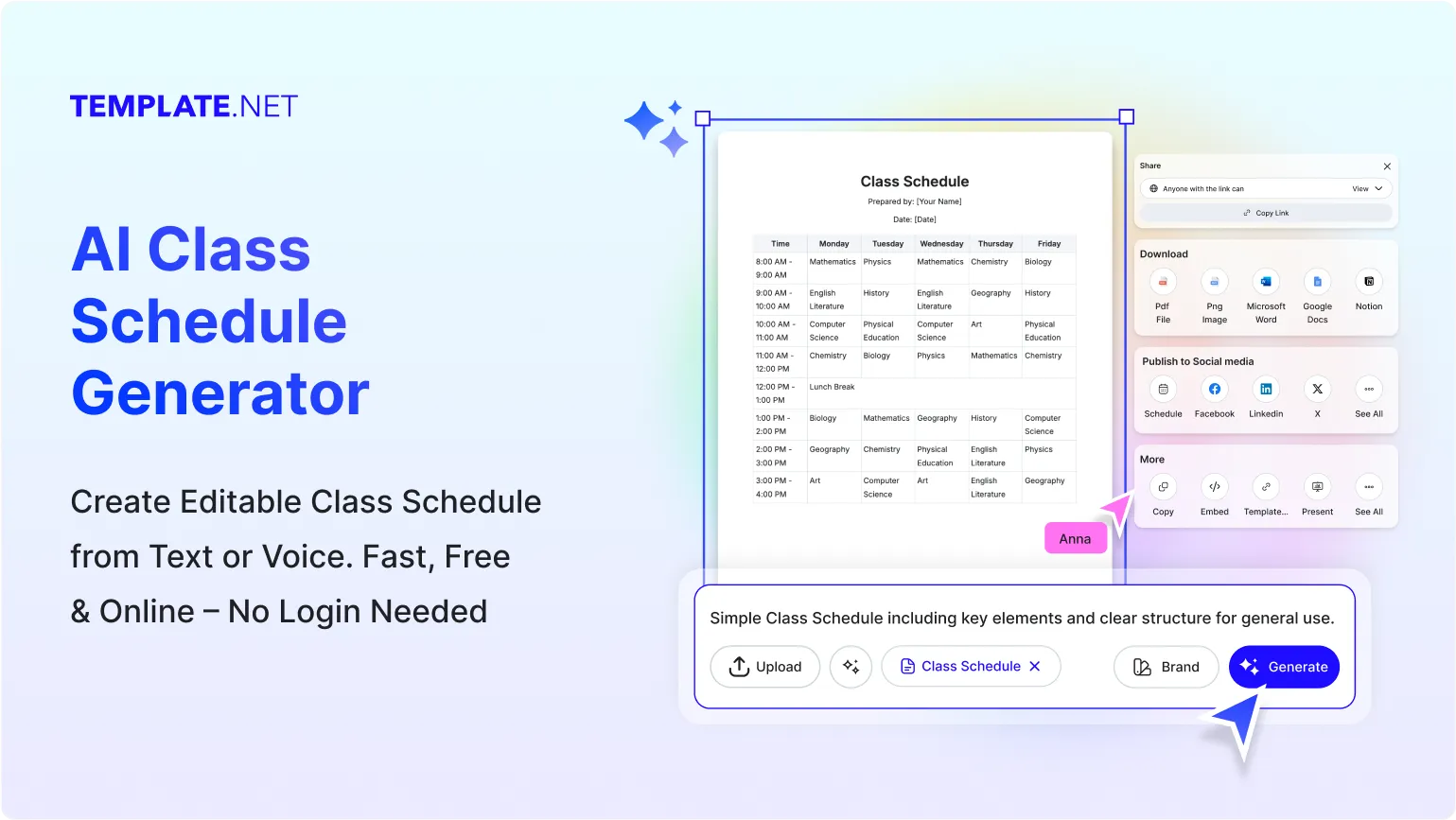 Free AI Class Schedule Generator, Smart Class Timetable Planner Online